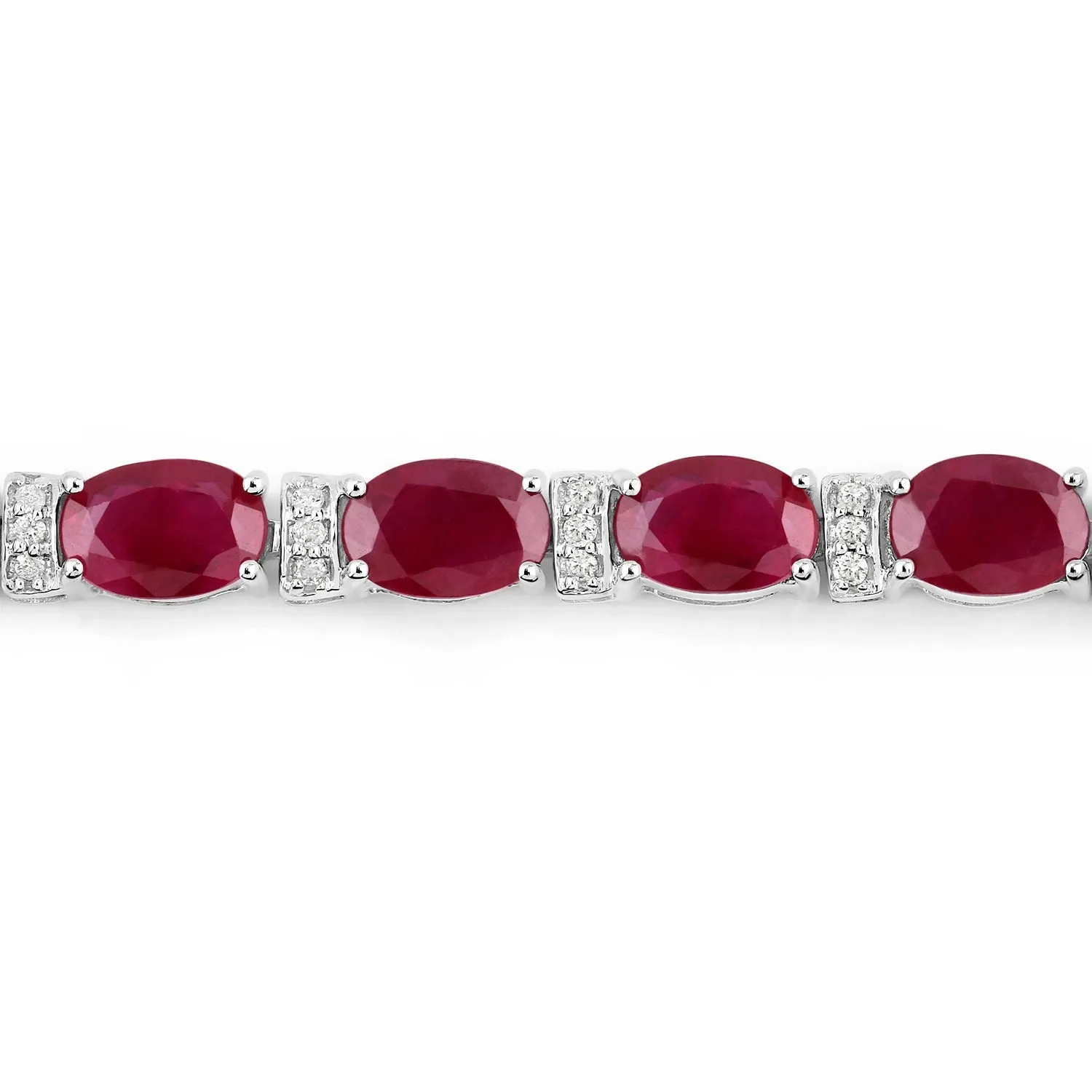 11.44 Ct Oval Pink Ruby & Diamond Prong 14K White Gold Alternating Bar Accent Box Clasp Tennis Bracelet sold by Zulily product image thumbnail 3