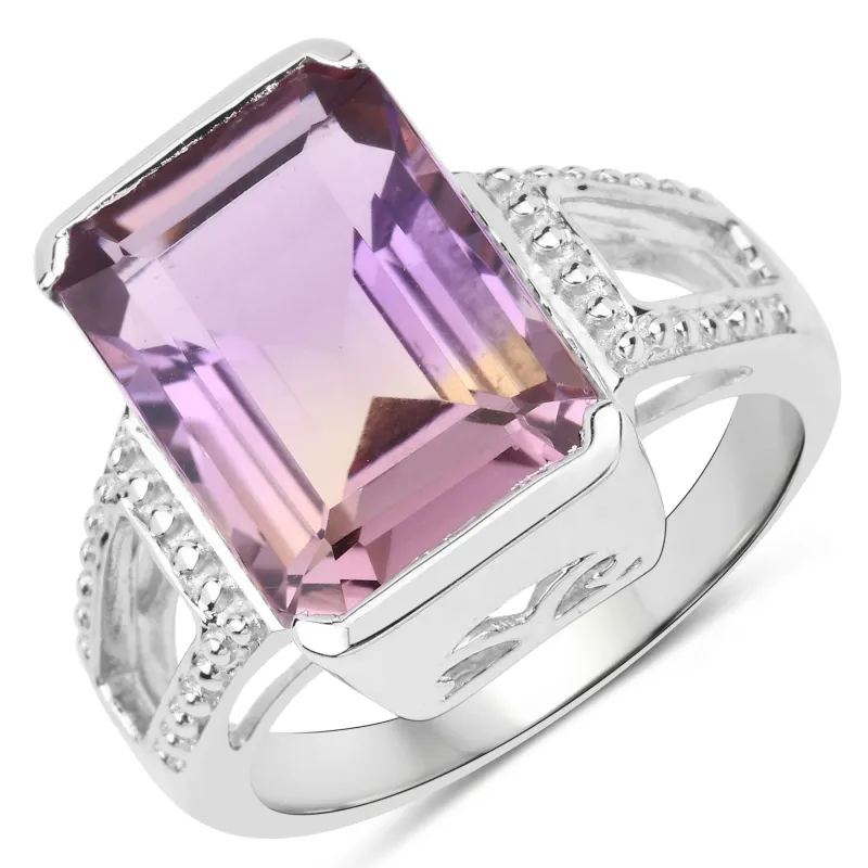 7.85 Ct Octagon Purple Amethyst Semi-Bezel Rhodium Plated Silver Cocktail Ring made by Zulily