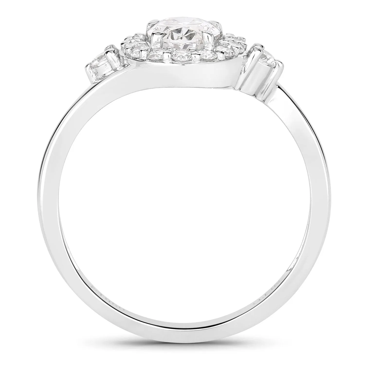 1.02 Ct Oval Lab Grown Diamond Prong Platinum Halo Bypass Bridal Ring sold by Zulily product image thumbnail 3