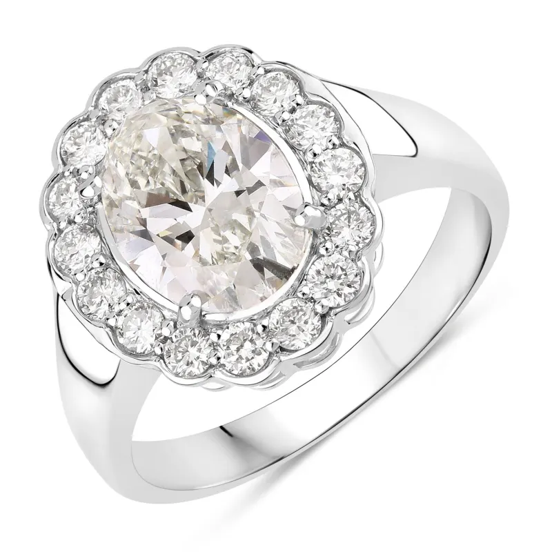 2.48 Ct Oval Lab Grown Diamond Prong Platinum Floral Halo Bridal Ring made by Zulily