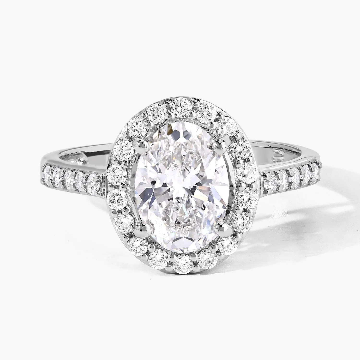 1.98 Ct Oval Lab Diamond Platinum Prong Halo Bridal Cathedral Ring with Pave Band sold by Zulily product image thumbnail 4