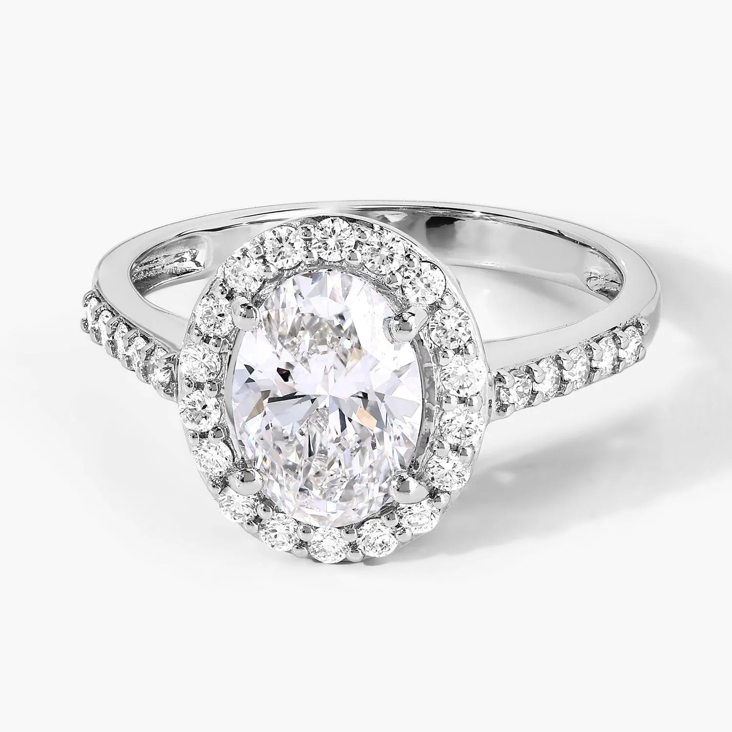1.98 Ct Oval Lab Diamond Platinum Prong Halo Bridal Cathedral Ring with Pave Band sold by Zulily product image thumbnail 2