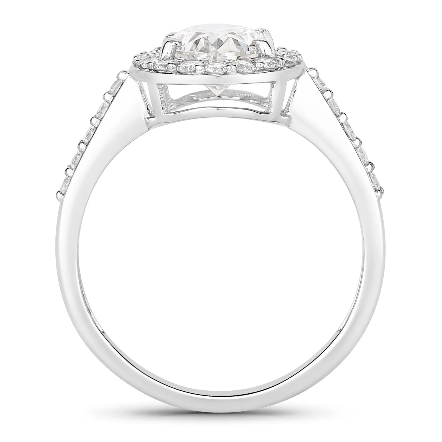1.98 Ct Oval Lab Diamond Platinum Prong Halo Bridal Cathedral Ring with Pave Band sold by Zulily product image thumbnail 3