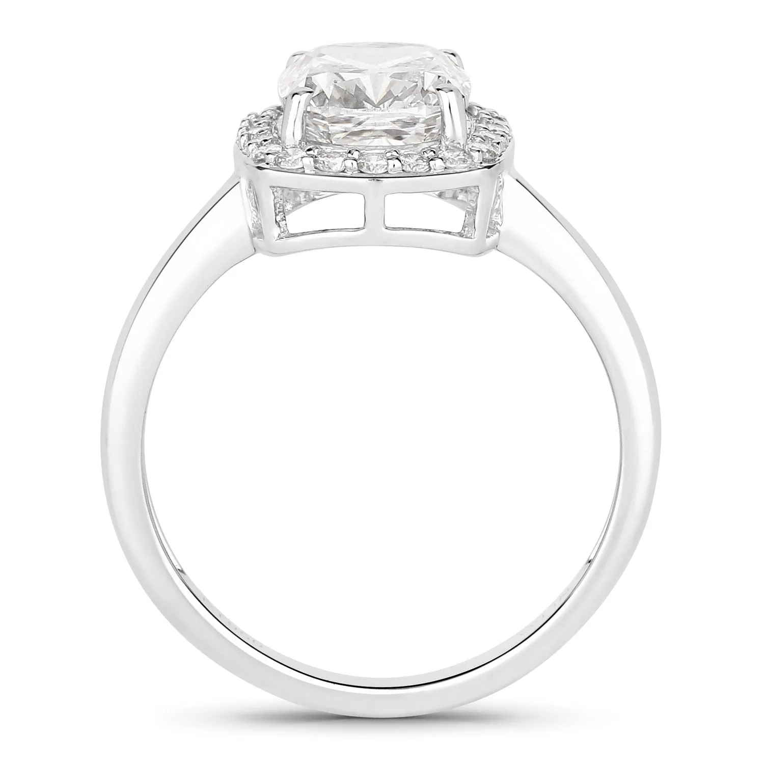 2.74 Ct Cushion Lab Grown Diamond Prong Platinum Bridal Halo Ring sold by Zulily product image thumbnail 3