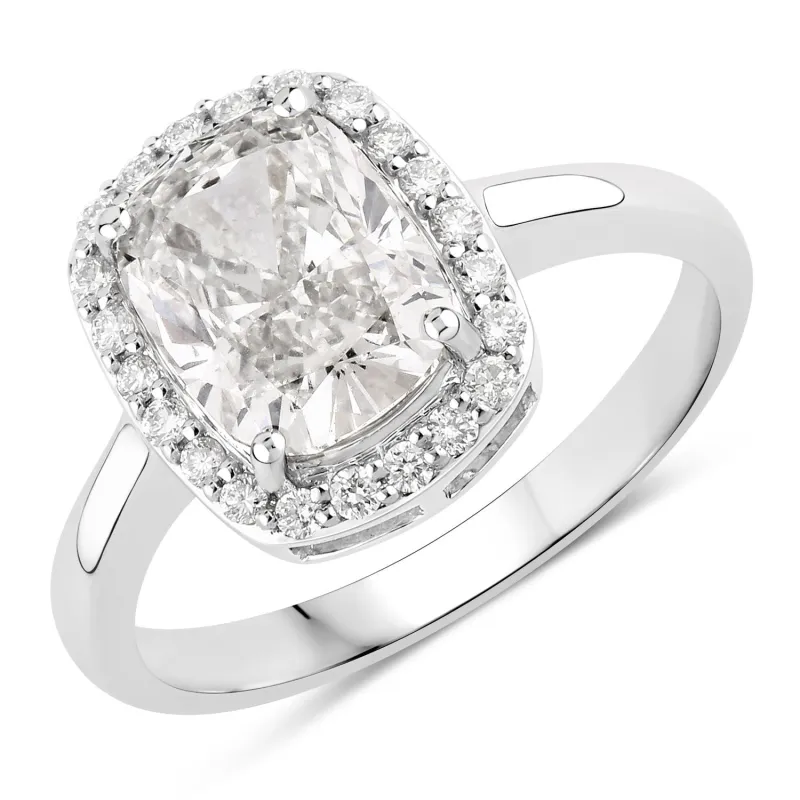 2.74 Ct Cushion Lab Grown Diamond Prong Platinum Bridal Halo Ring made by Zulily