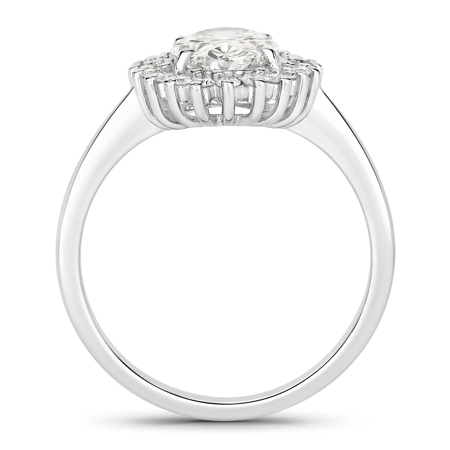 Oval Lab Diamond Prong Platinum Bridal Floral Halo Ring sold by Zulily product image thumbnail 3