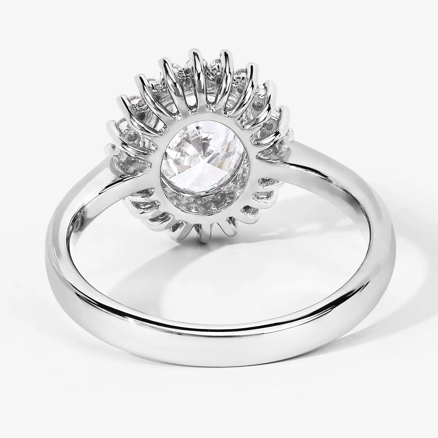 Oval Lab Diamond Prong Platinum Bridal Floral Halo Ring sold by Zulily product image thumbnail 4