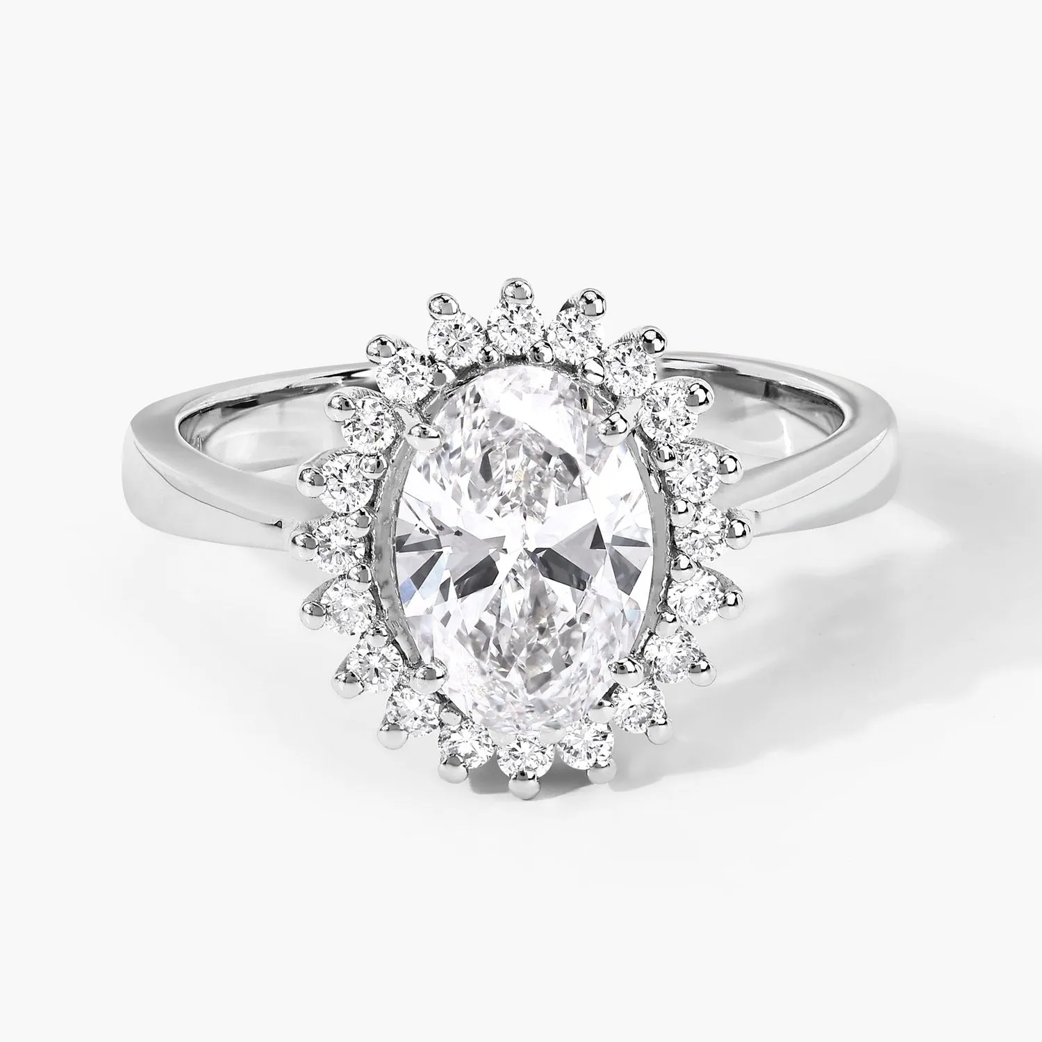 Oval Lab Diamond Prong Platinum Bridal Floral Halo Ring sold by Zulily product image thumbnail 5