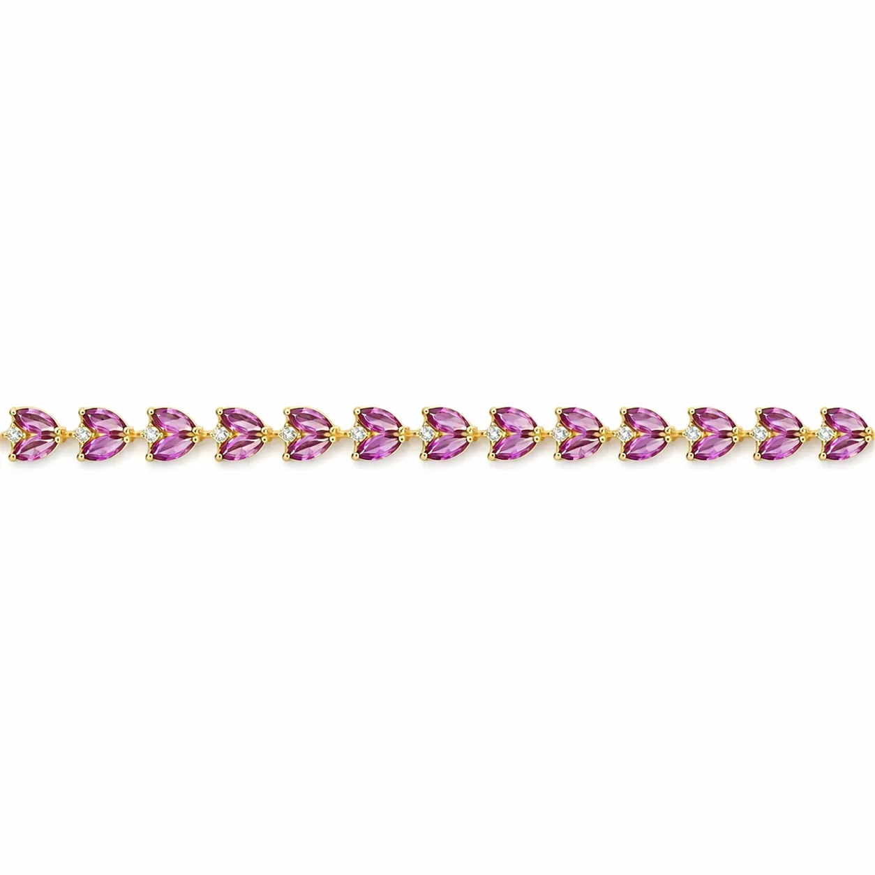 15.4 Ct Marquise Purple Rhodolite Garnet & Multi-Gemstone Prong Gold Plated Silver Leaf Cluster Tennis Bracelet sold by Zulily product image thumbnail 3