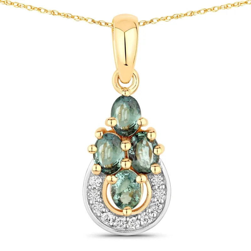 0.63 Ct Genuine Oval Alexandrite and Diamond 18K Yellow Gold Cocktail Pendant made by Zulily
