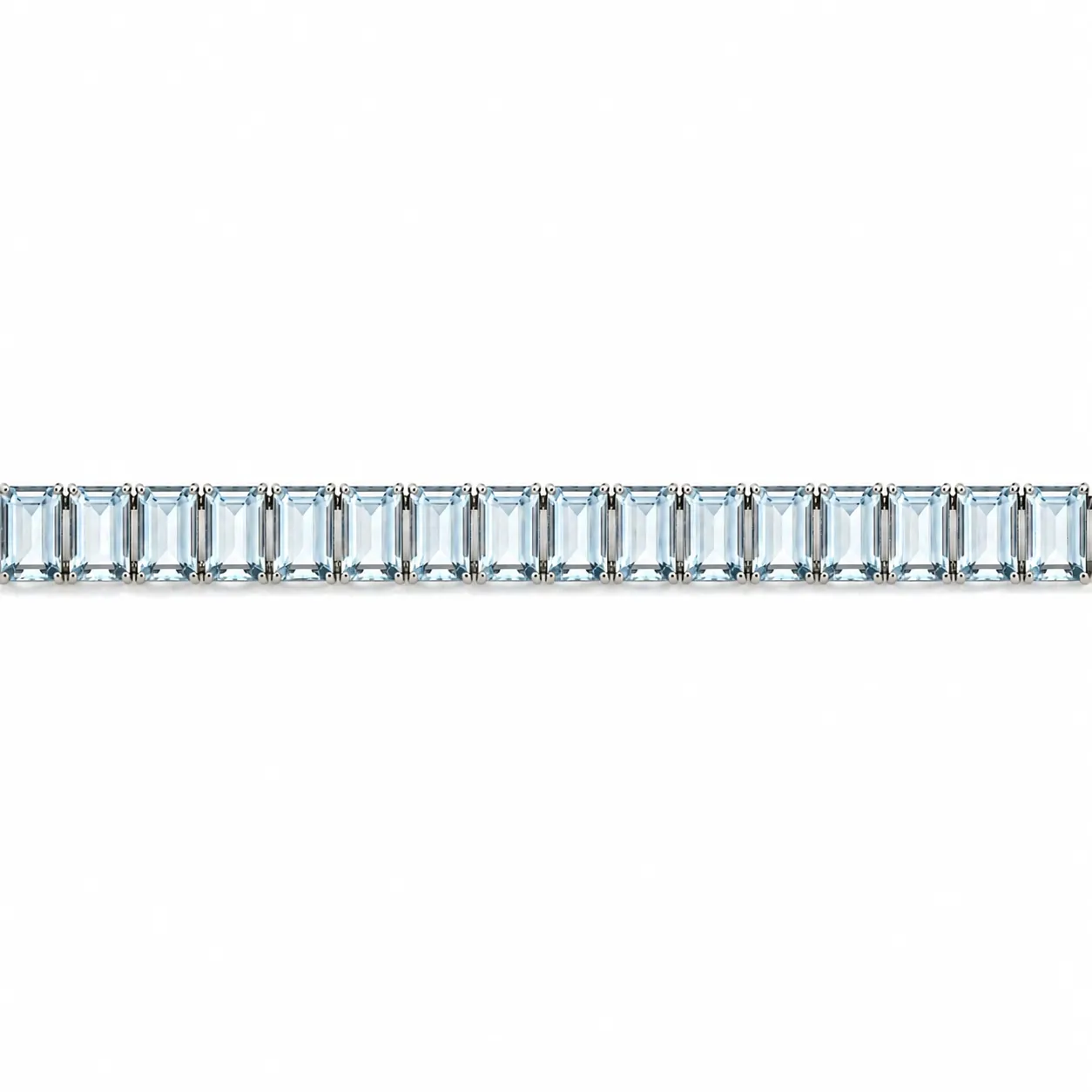 Emerald Cut Blue Aquamarine Prong Sterling Silver Classic Inline Box Clasp Tennis Bracelet sold by Zulily product image thumbnail 3