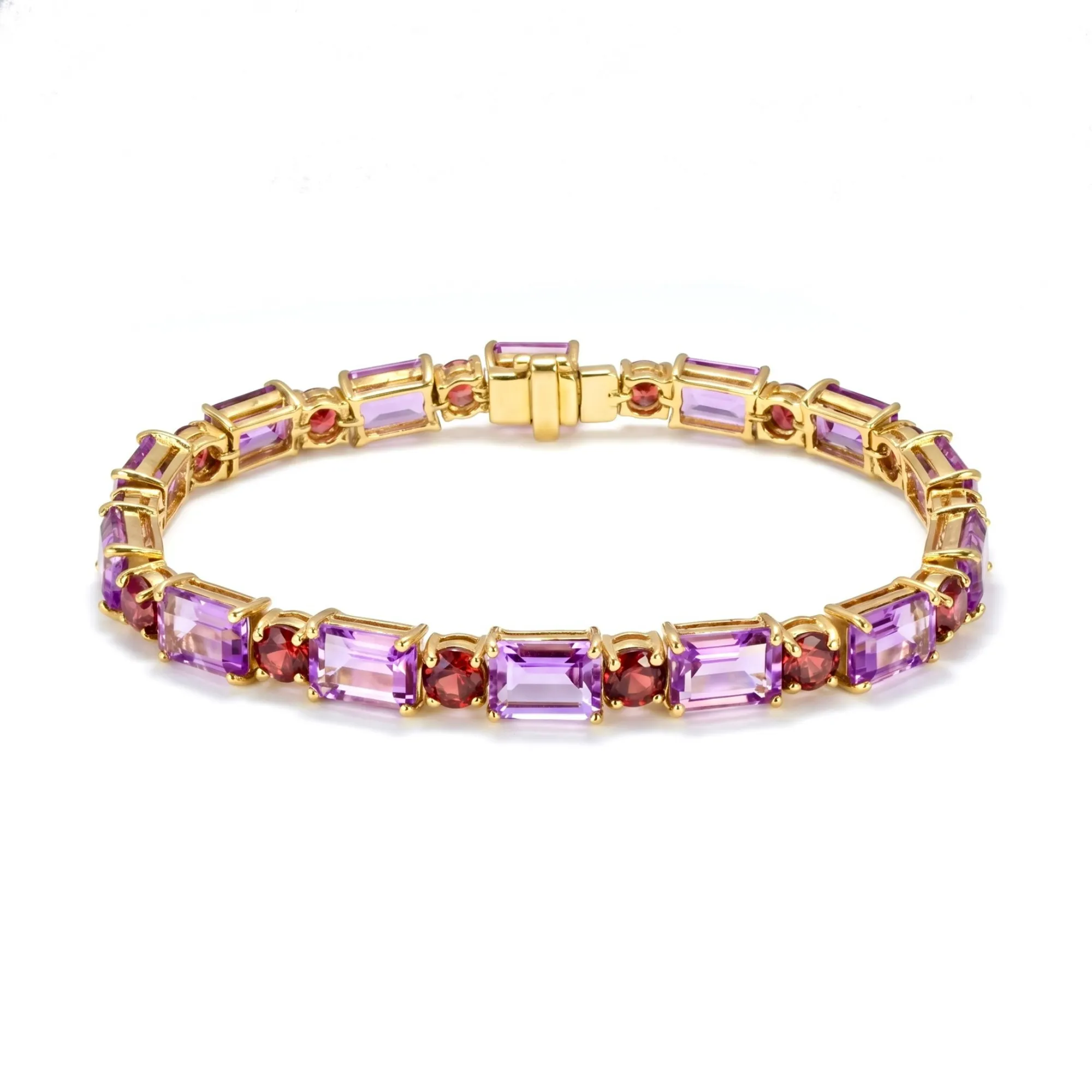 16.96 Ct Multi-Gemstone Prong Yellow Gold Plated Silver Alternating Inline Box Clasp Tennis Bracelet sold by Zulily