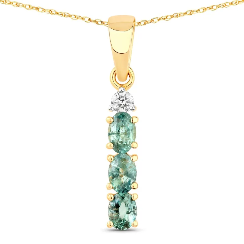 0.42 Ct Genuine Oval Alexandrite and Diamond 18K Yellow Gold 3 Stone Pendant made by Zulily