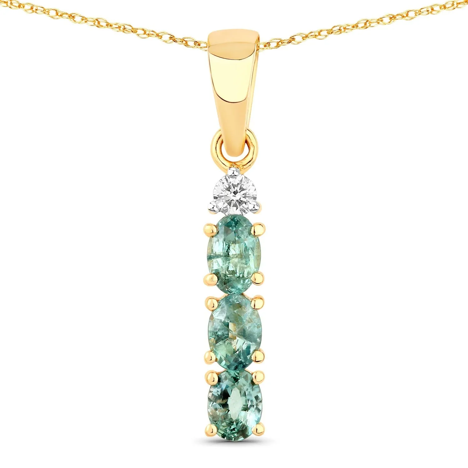 0.42 Ct Genuine Oval Alexandrite and Diamond 18K Yellow Gold 3 Stone Pendant sold by Zulily