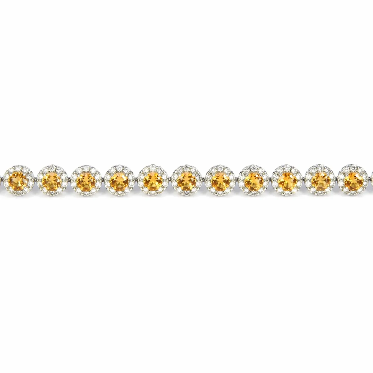 15.1 Ct Round Yellow Citrine Prong Silver Halo Tennis Bracelet sold by Zulily product image thumbnail 3