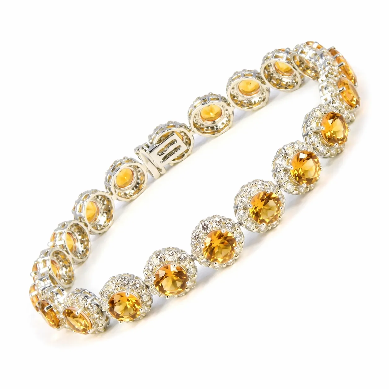 15.1 Ct Round Yellow Citrine Prong Silver Halo Tennis Bracelet sold by Zulily product image thumbnail 2