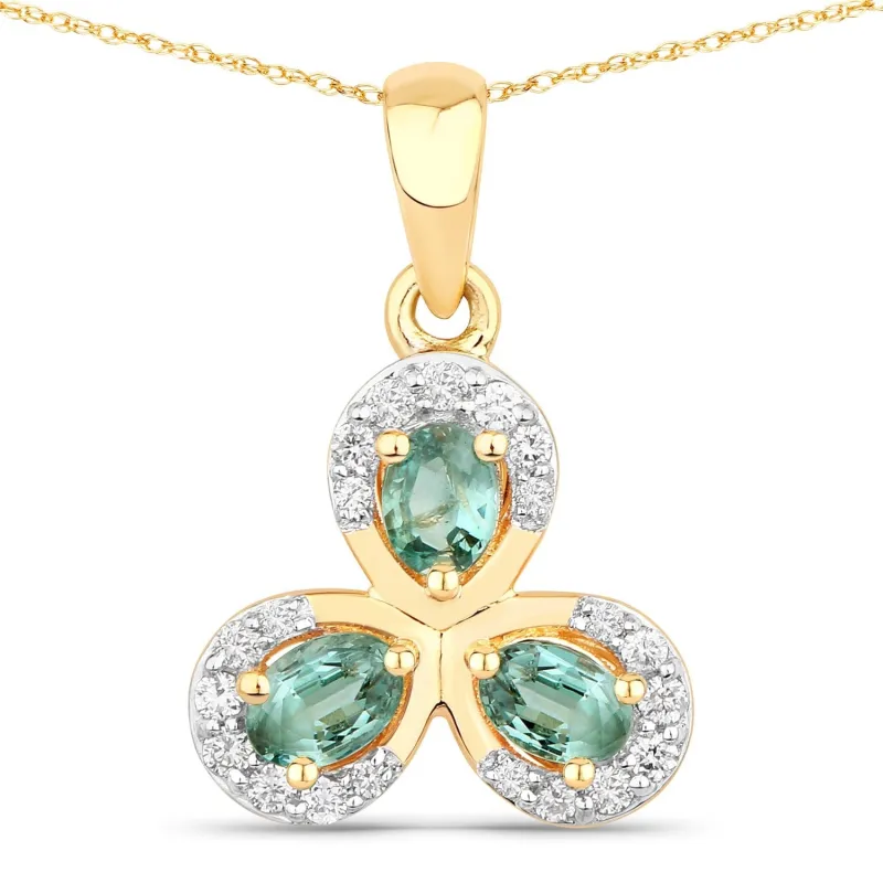 0.55 Ct Genuine Oval Alexandrite and Diamond 18K Yellow Gold Floral Pendant made by Zulily