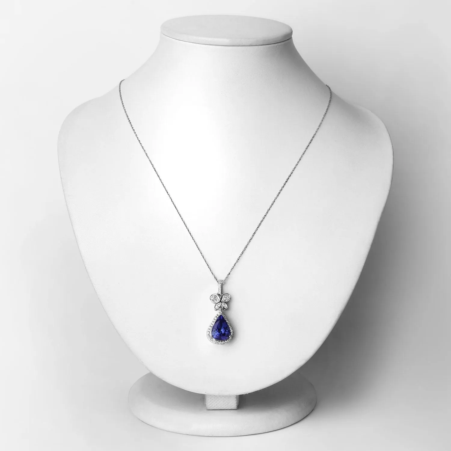 5.54 Ct Genuine Pear Tanzanite and Diamond 18K White Gold Statement Pendant sold by Zulily product image thumbnail 3