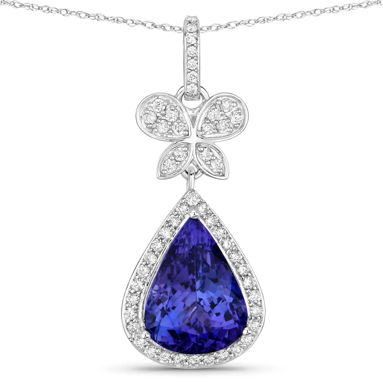 5.54 Ct Genuine Pear Tanzanite and Diamond 18K White Gold Statement Pendant sold by Zulily product image thumbnail 5