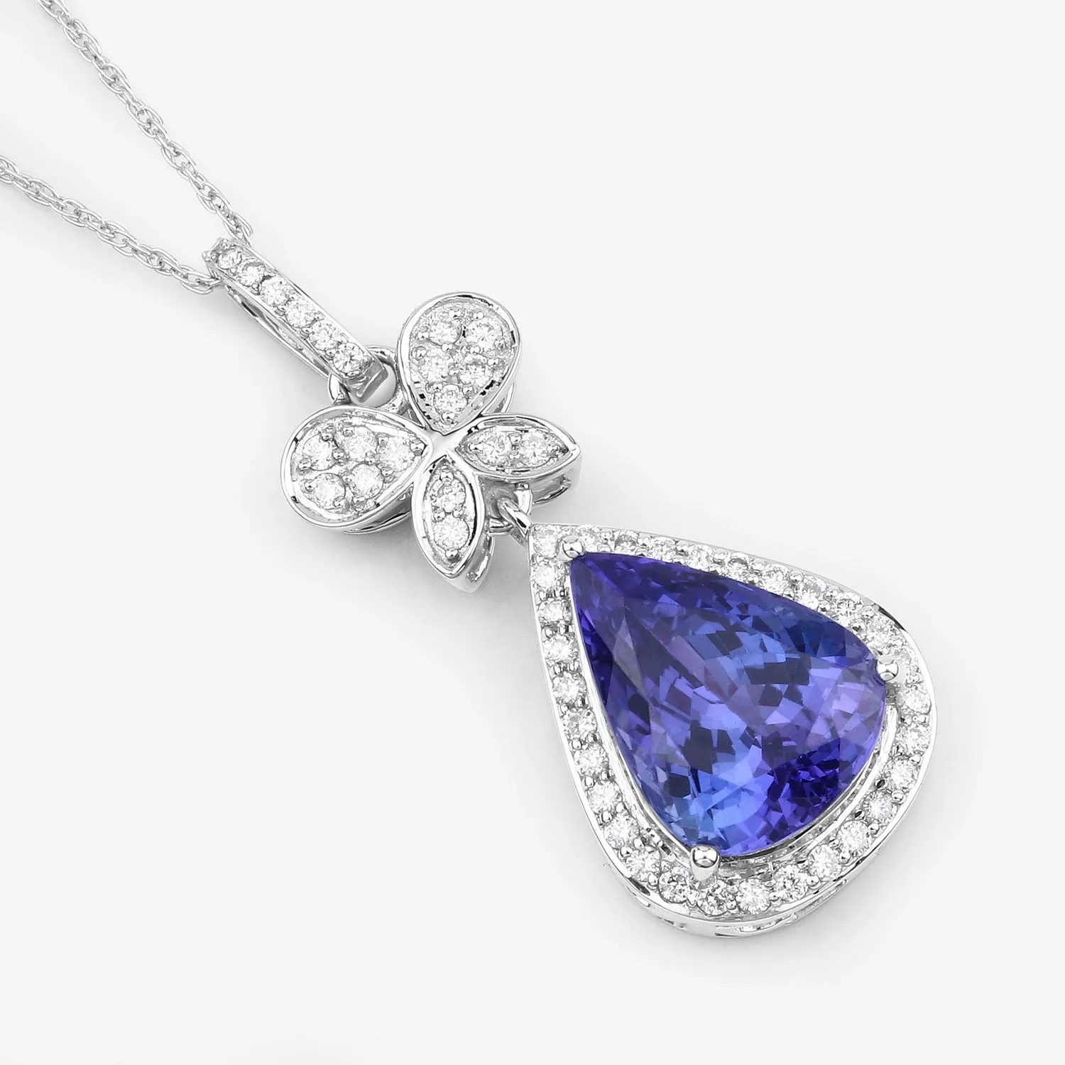 5.54 Ct Genuine Pear Tanzanite and Diamond 18K White Gold Statement Pendant sold by Zulily product image thumbnail 2