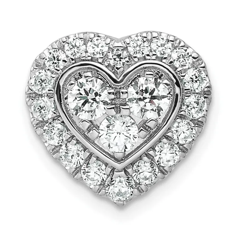 Lab Grown Diamond Halo Heart Chain Slide Pendant 14k Gold made by Zulily