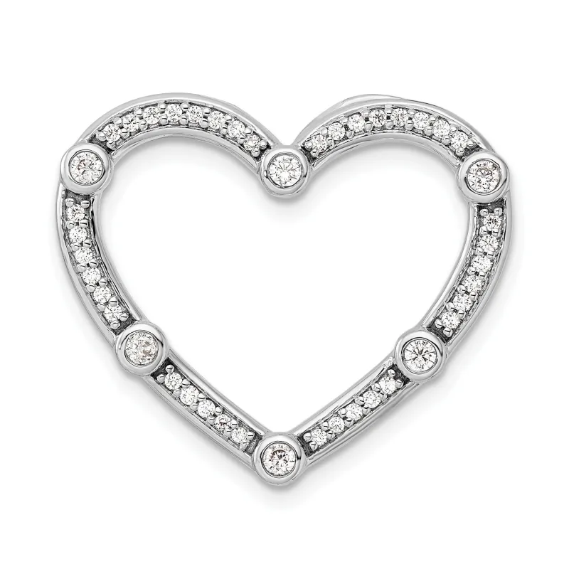 14k Gold Lab Diamond Open Heart Chain Slide Pendant made by Zulily