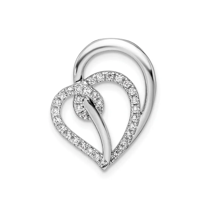 Lab Diamond Swirl Heart Chain Slide Pendant 14k White Gold made by Zulily