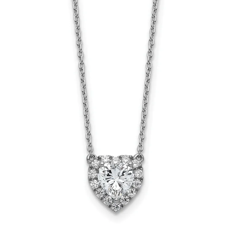 Lab Grown Diamond 14K Halo Heart Gold Necklace 1 1/5 ctw made by Zulily