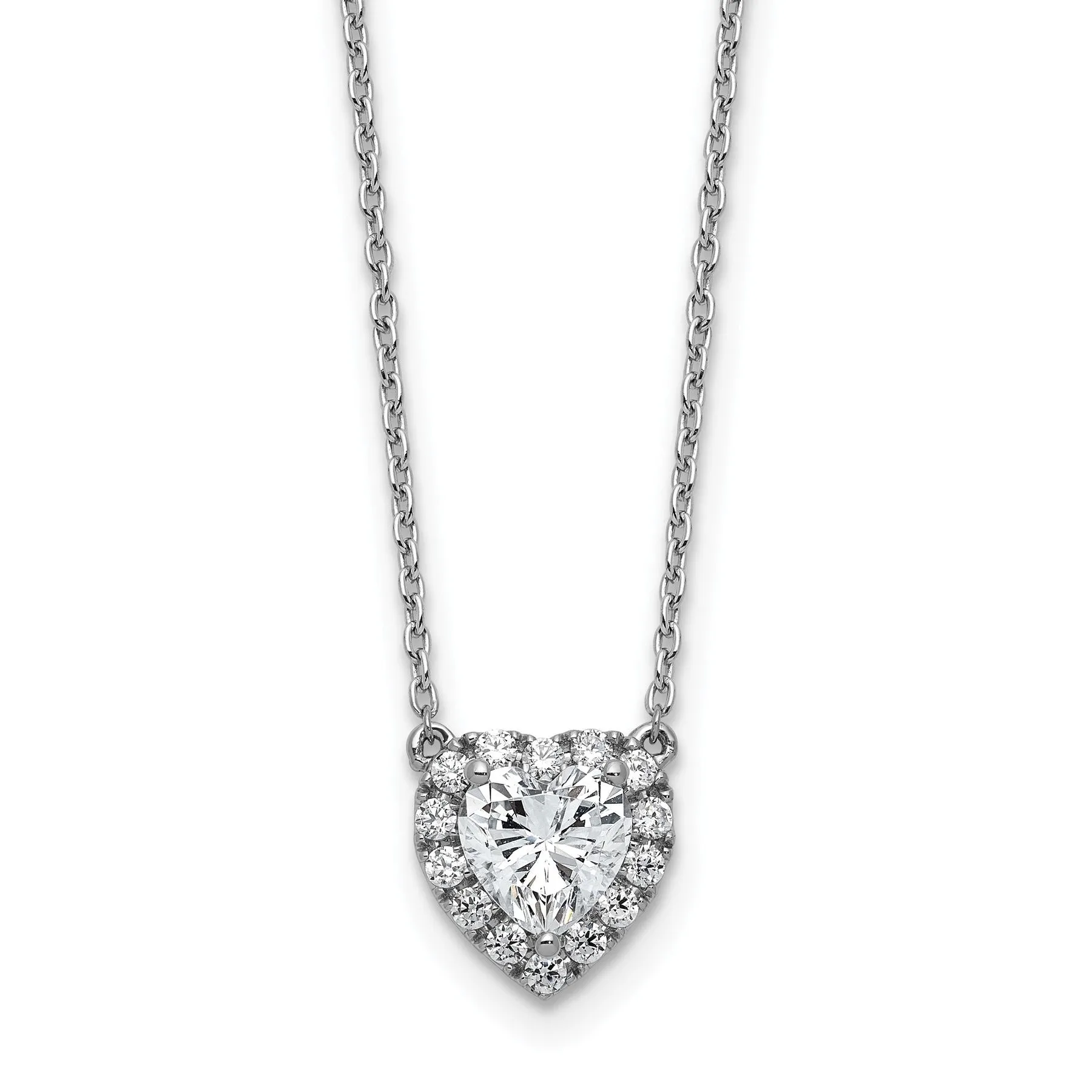 Lab Grown Diamond 14K Halo Heart Gold Necklace 1 1/5 ctw sold by Zulily
