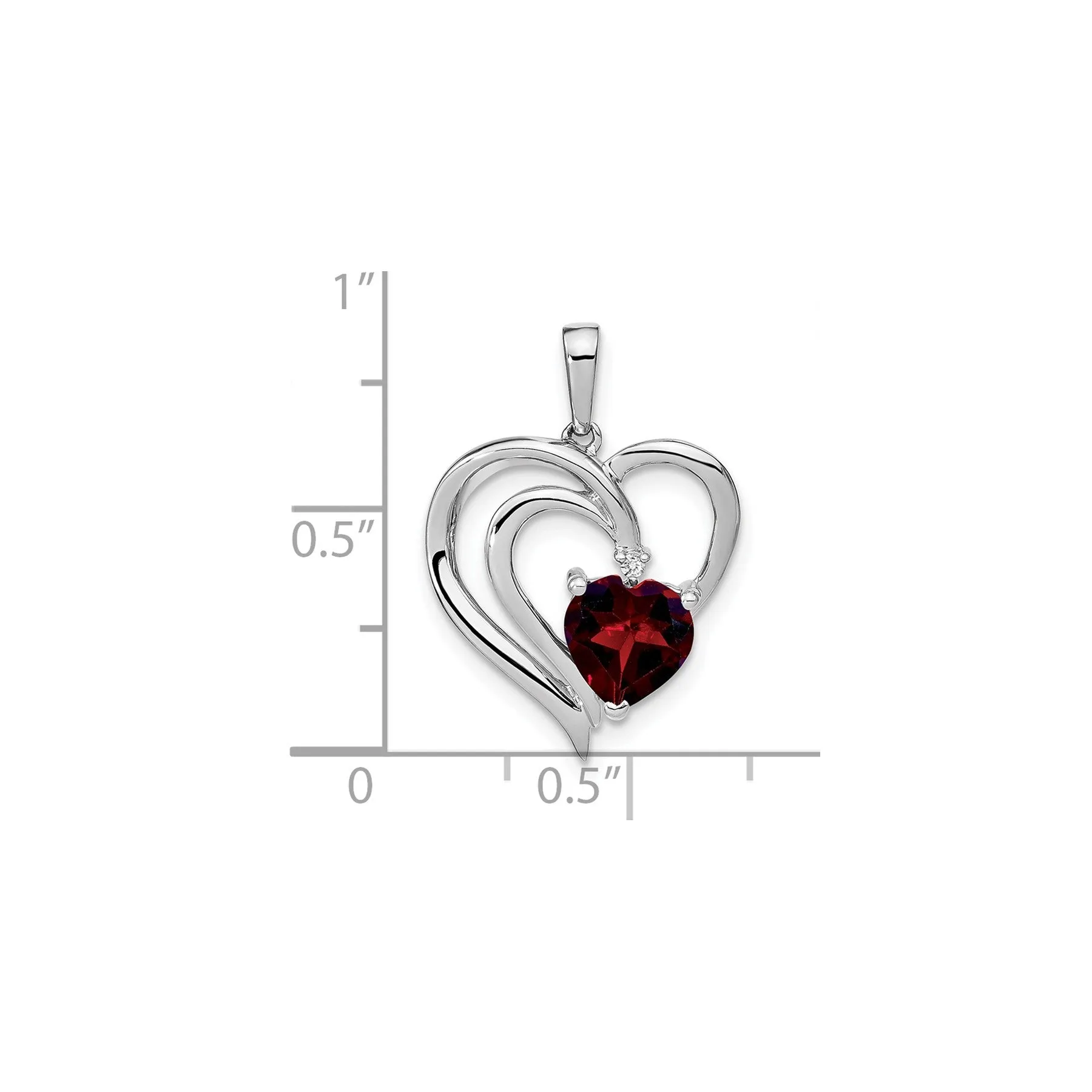 Sterling Silver Red Garnet Diamond Heart Pendant sold by Zulily product image thumbnail 4