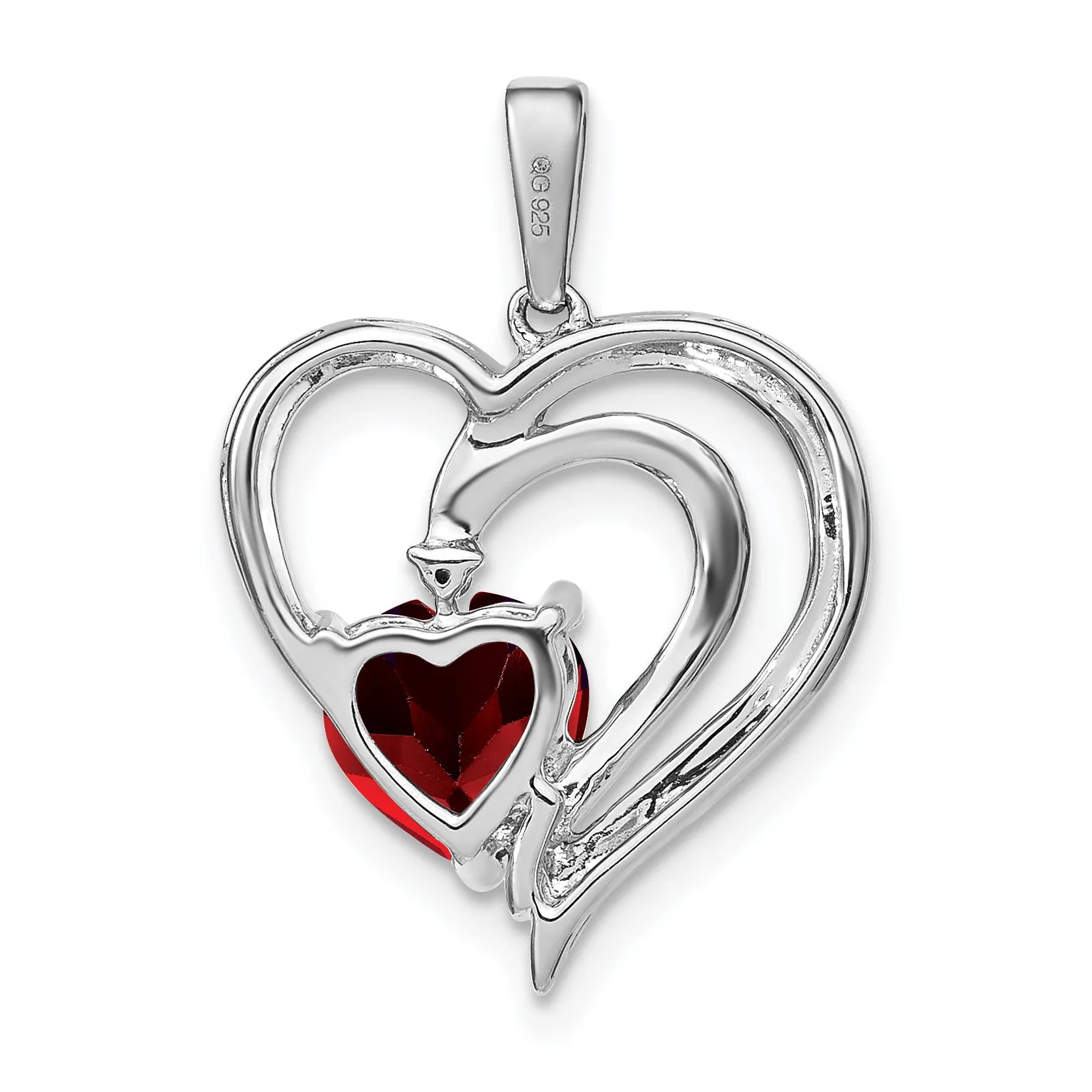 Sterling Silver Red Garnet Diamond Heart Pendant sold by Zulily product image thumbnail 2