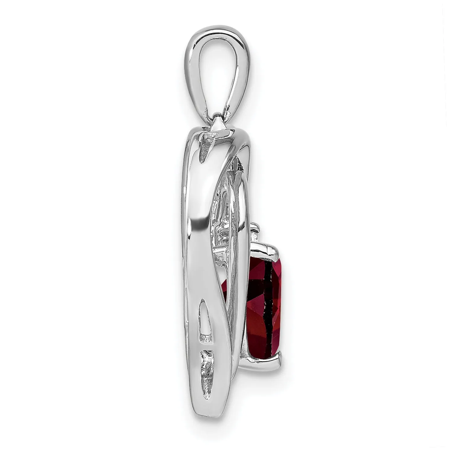 Sterling Silver Red Garnet Diamond Heart Pendant sold by Zulily product image thumbnail 3