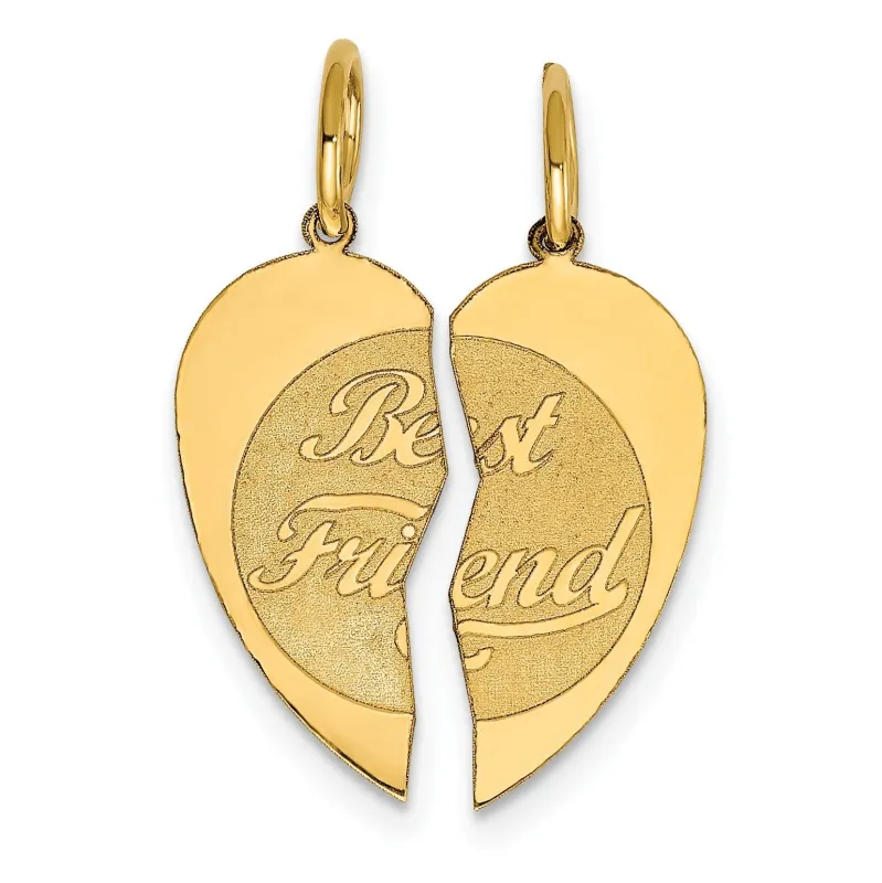 2-piece 14K Gold BEST FRIEND Charm Heart Pendant made by Zulily