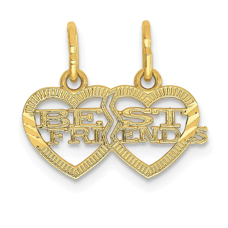 14k BEST FRIENDS Break Apart heart Pendant for 2 made by Zulily