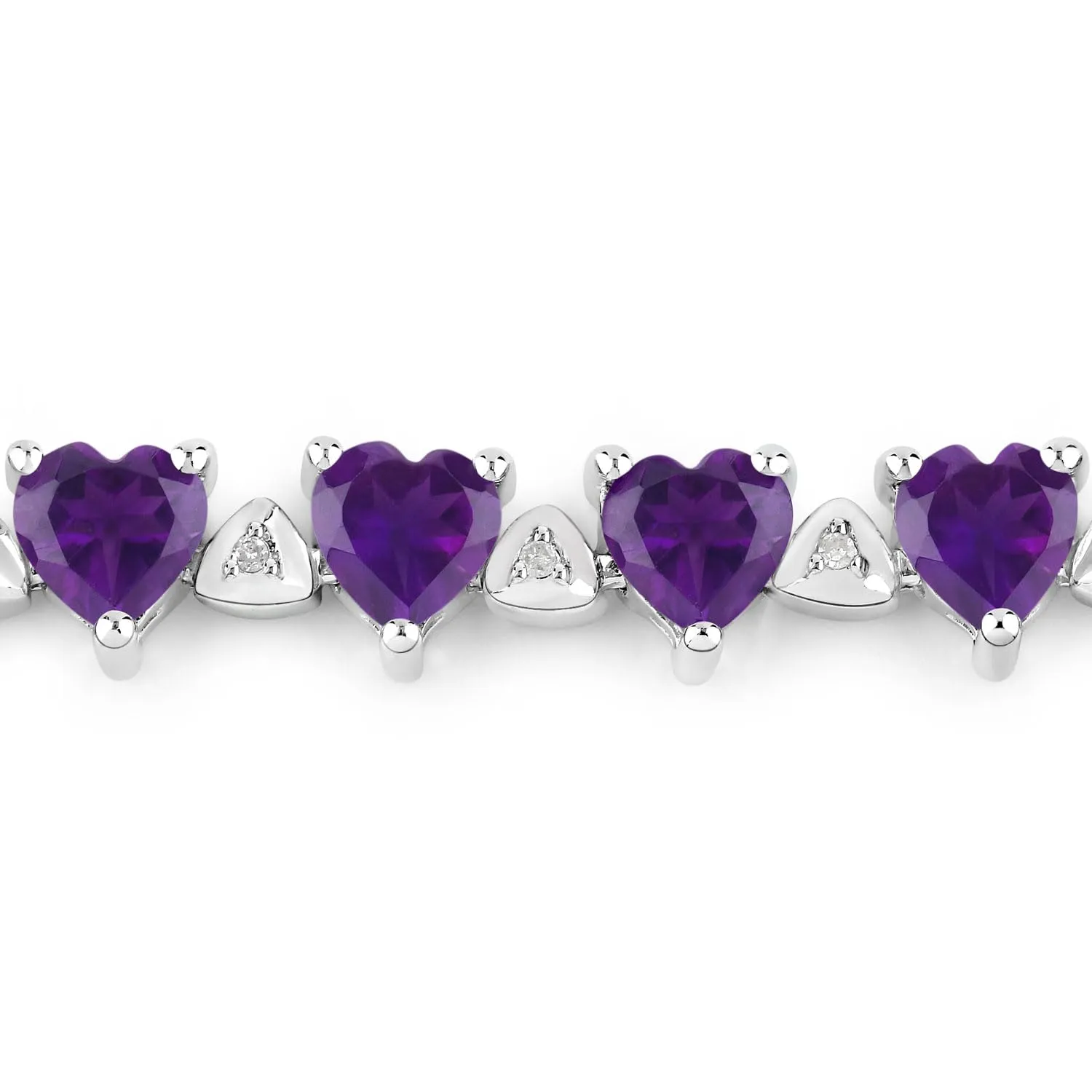 9.89 Ct Heart Purple Amethyst & Diamond Prong Silver Tennis Bracelet sold by Zulily product image thumbnail 4