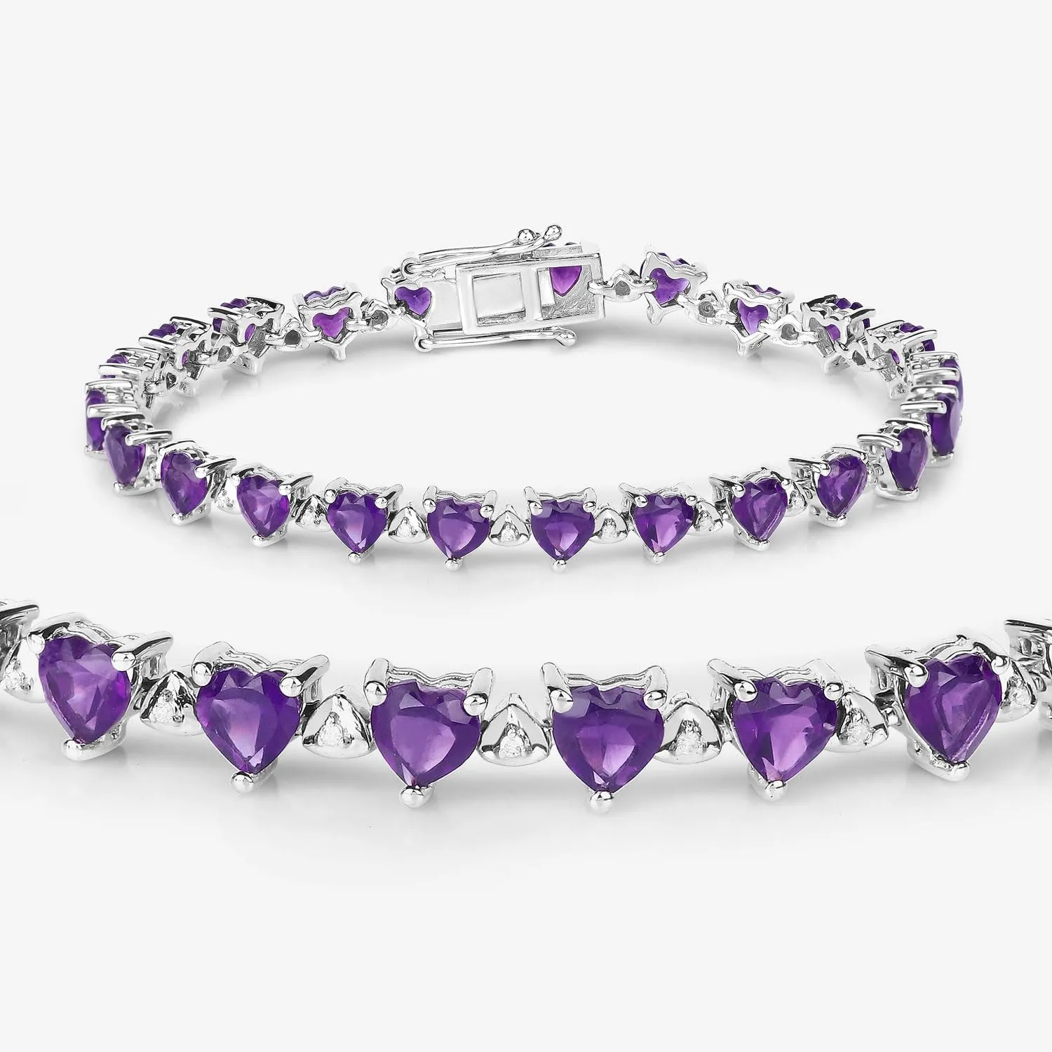 9.89 Ct Heart Purple Amethyst & Diamond Prong Silver Tennis Bracelet sold by Zulily product image thumbnail 5