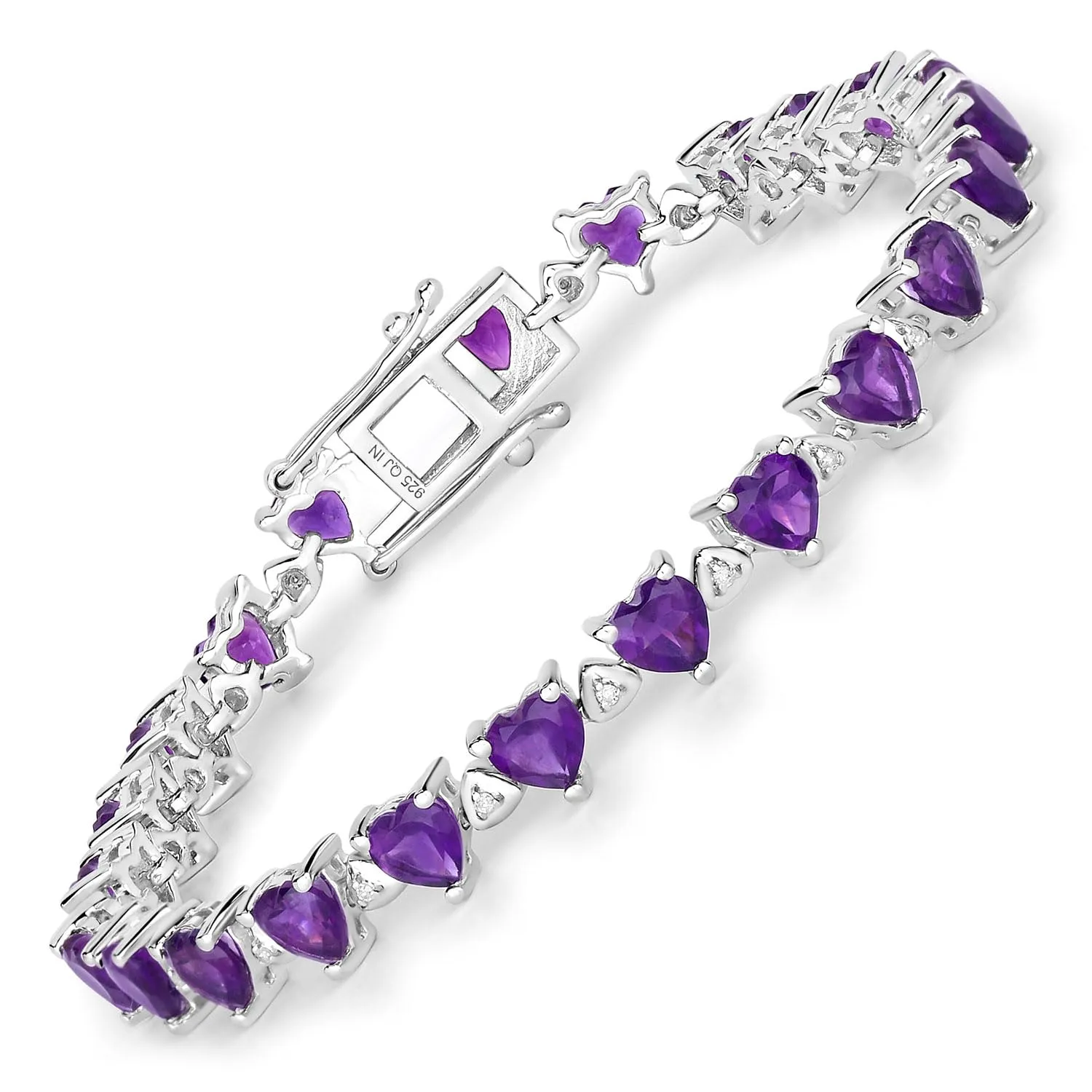9.89 Ct Heart Purple Amethyst & Diamond Prong Silver Tennis Bracelet sold by Zulily product image thumbnail 3