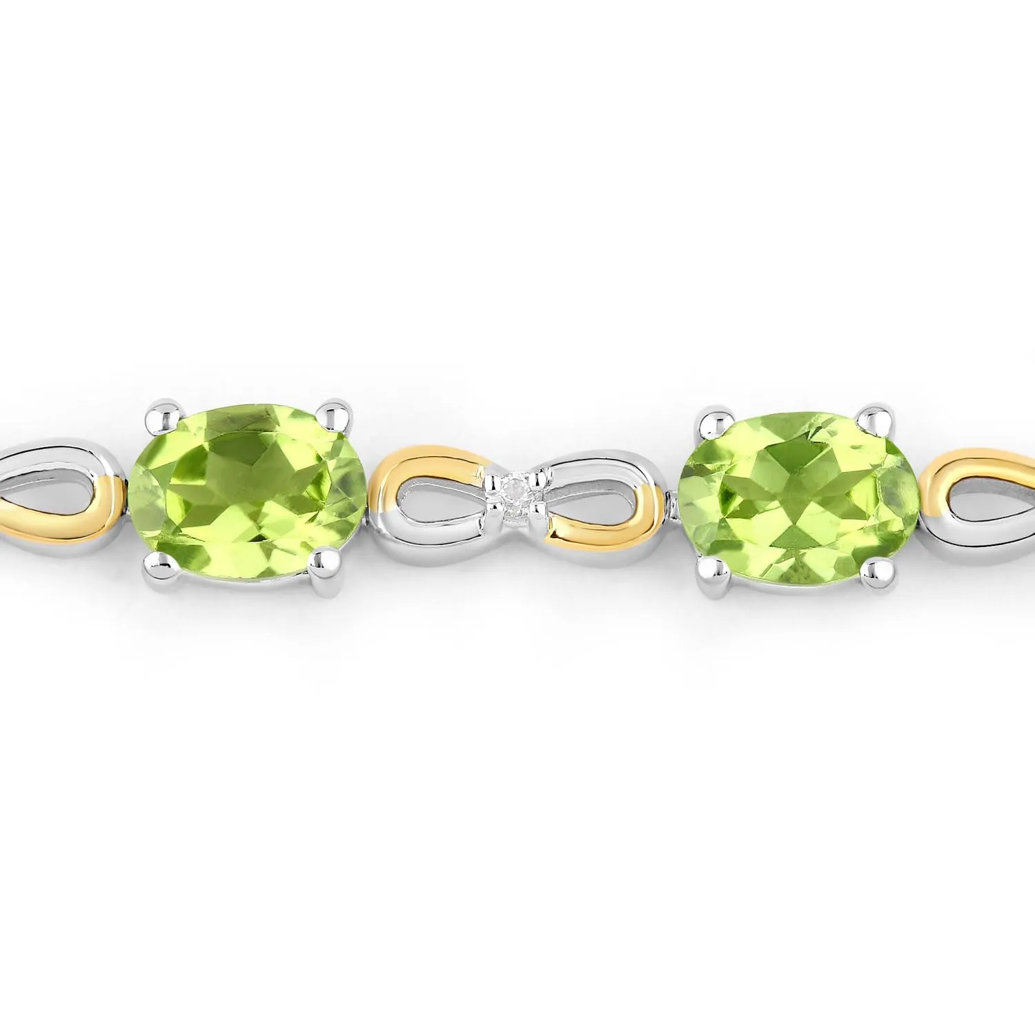 Oval Green Peridot Prong Two-Tone Gold Plated Silver Infinity Bolo Adjustable Bracelet sold by Zulily product image thumbnail 4