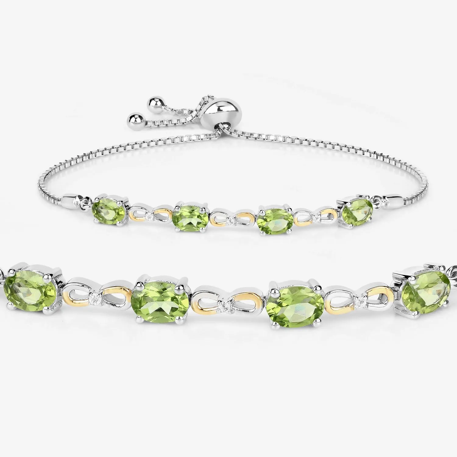 Oval Green Peridot Prong Two-Tone Gold Plated Silver Infinity Bolo Adjustable Bracelet sold by Zulily product image thumbnail 5