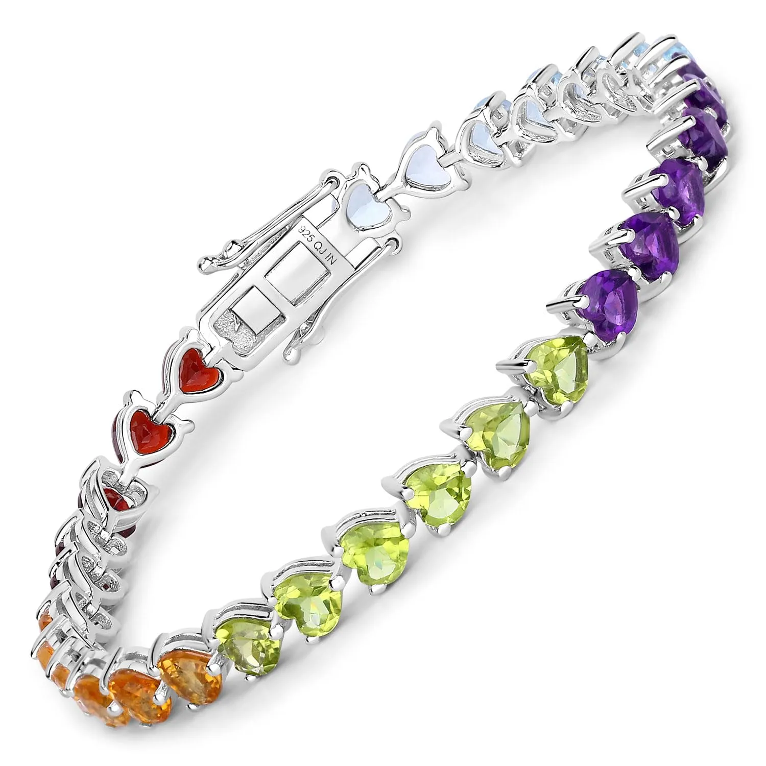 Heart Multi Birthstone Prong Silver Box Clasp Tennis Bracelet sold by Zulily product image thumbnail 3