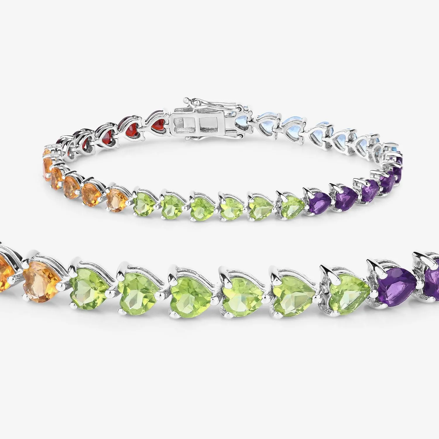 Heart Multi Birthstone Prong Silver Box Clasp Tennis Bracelet sold by Zulily product image thumbnail 5