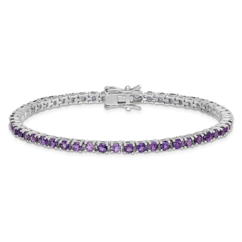 Genuine Amethyst Silver Tennis Bracelet made by Zulily