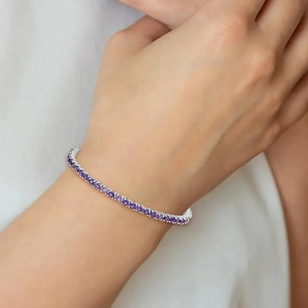 Genuine Amethyst Silver Tennis Bracelet sold by Zulily product image thumbnail 5