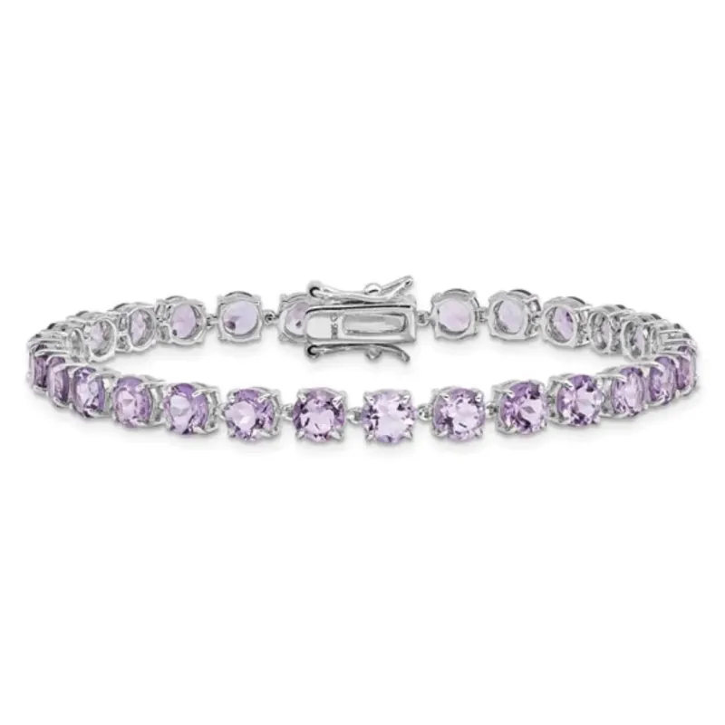 Round Purple Amethyst Prong Sterling Silver Tennis Bracelet made by Zulily