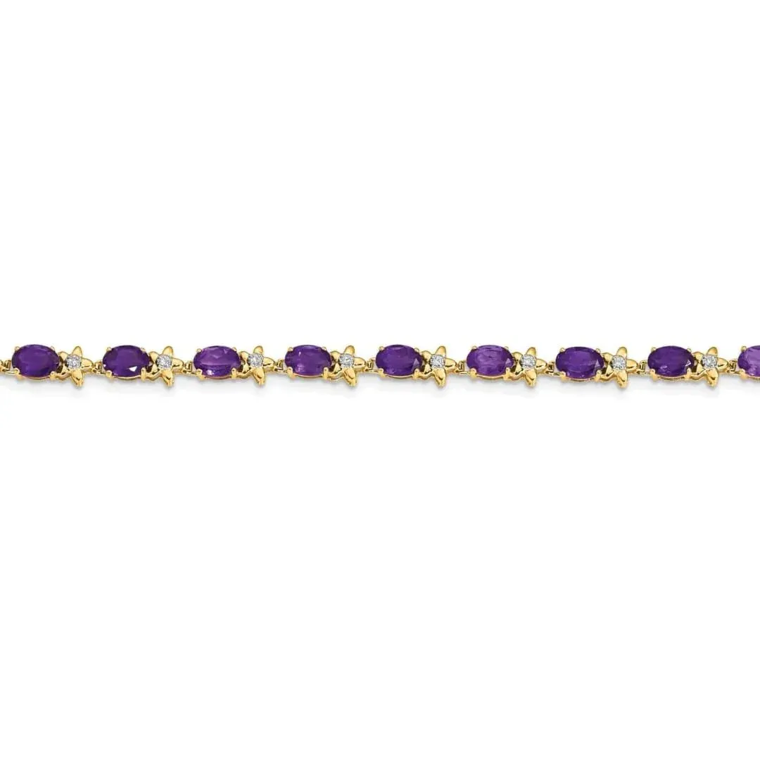 Genuine Purple Amethyst 14K Gold Floral Bracelet sold by Zulily product image thumbnail 4