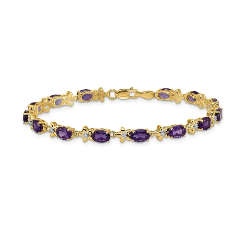 Genuine Purple Amethyst 14K Gold Floral Bracelet made by Zulily