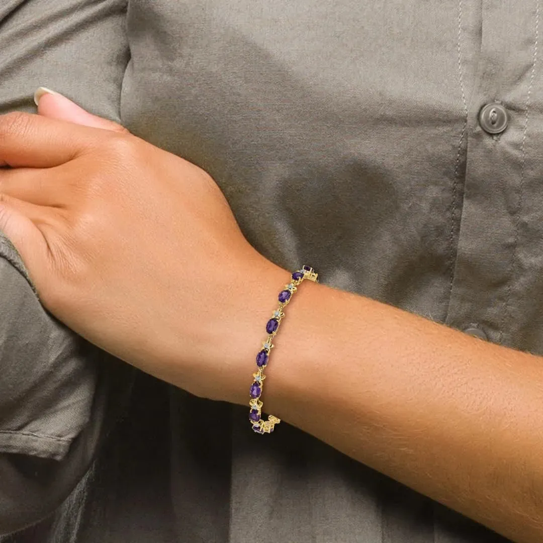 Genuine Purple Amethyst 14K Gold Floral Bracelet sold by Zulily product image thumbnail 5
