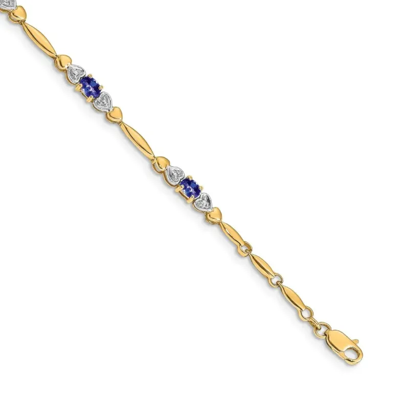 Genuine Purple Tanzanite 14K Yellow Gold Heart Bracelet made by Zulily