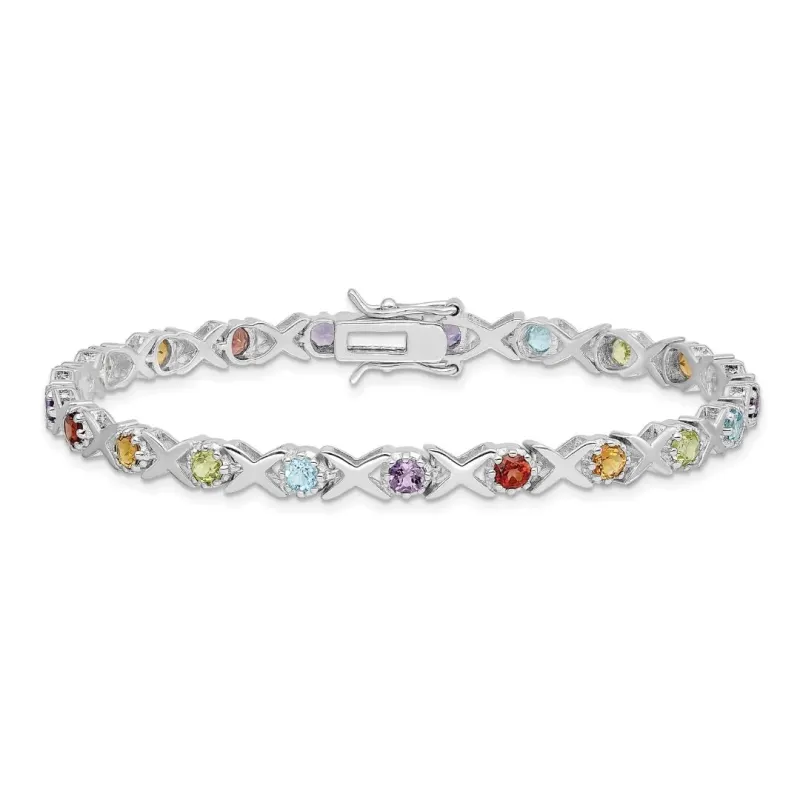 Natural Multi Stone Bracelet Sterling Silver made by Zulily