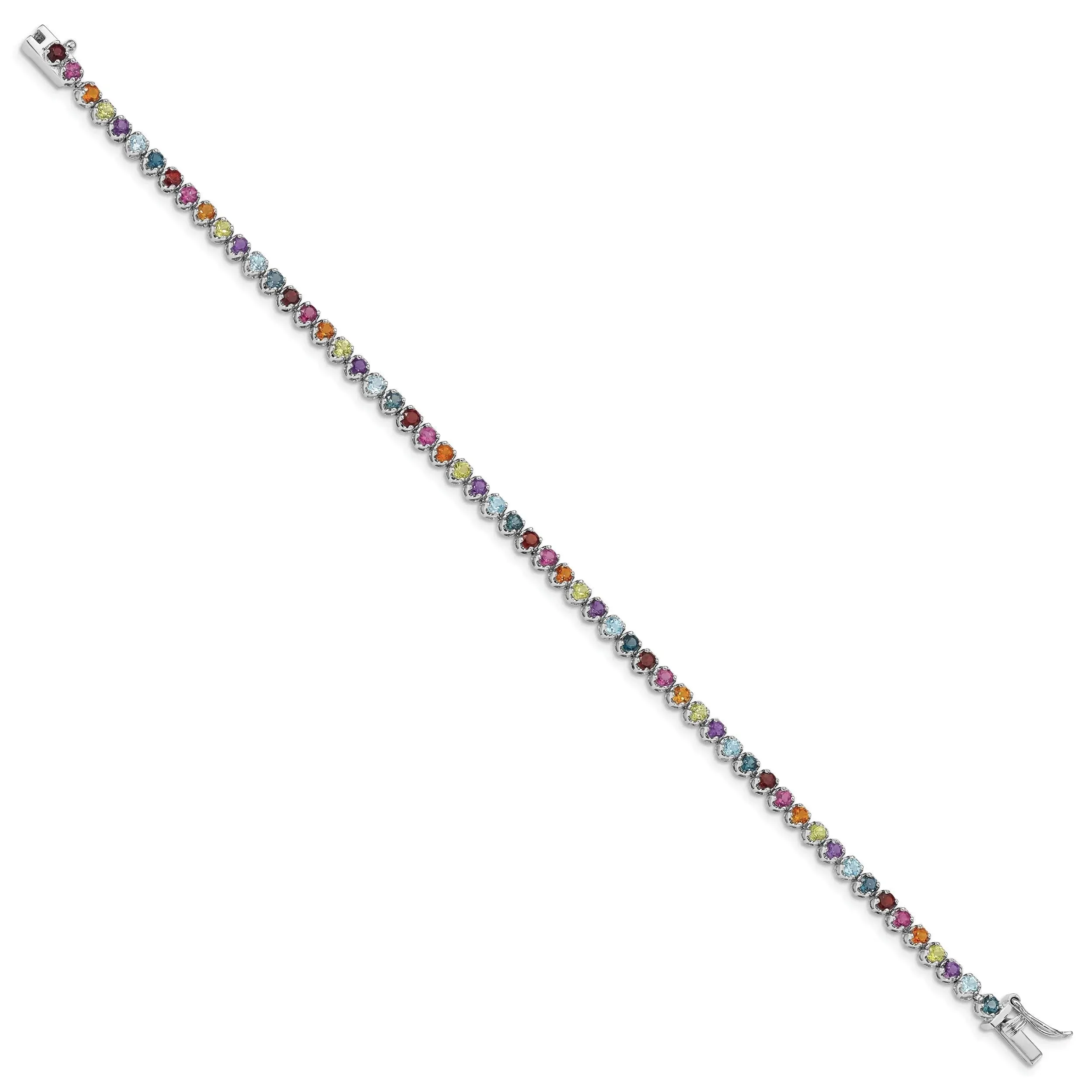 3.79 Ct Round Multicolor Multi-Gemstone Prong Sterling Silver Tennis Bracelet sold by Zulily product image thumbnail 4
